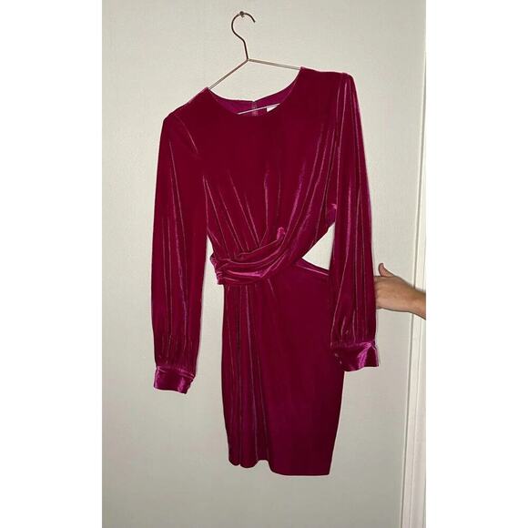 One33 Social Womens Dress Size 6 Pink Vanessa Draped Velvet Cut Out Crossover - Picture 5 of 13